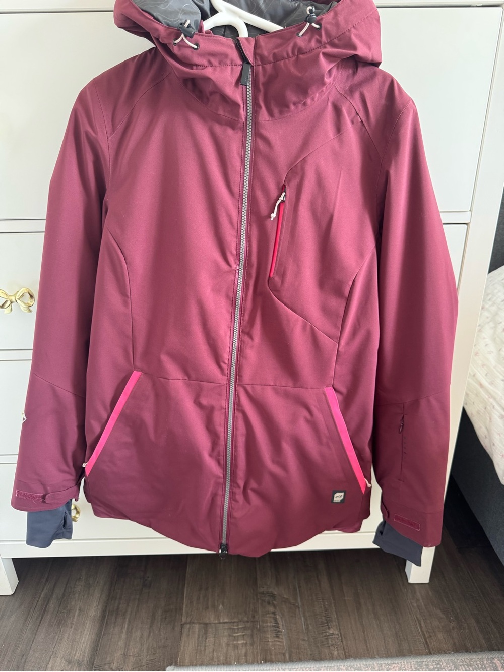 Orage Bergundy Zoe Ski Snow Jacket with Pink Accents